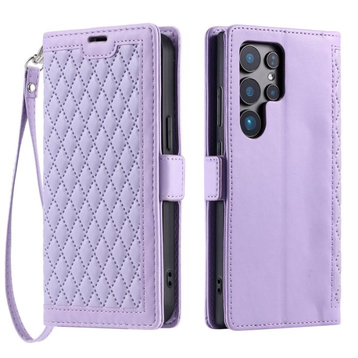 OEM - Samsung Galaxy S26 Ultra Fodral Äkta Läder Rhombus Textur - Lila