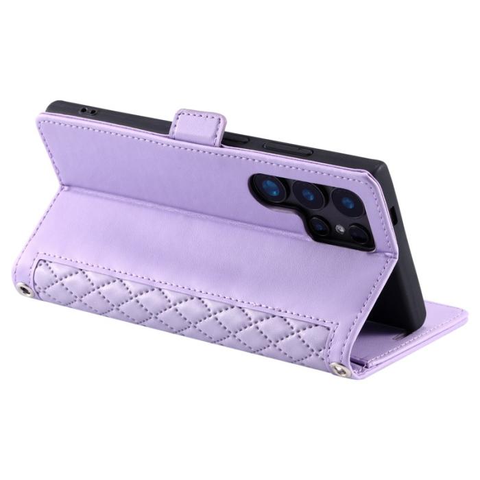 OEM - Samsung Galaxy S26 Ultra Fodral Äkta Läder Rhombus Textur - Lila