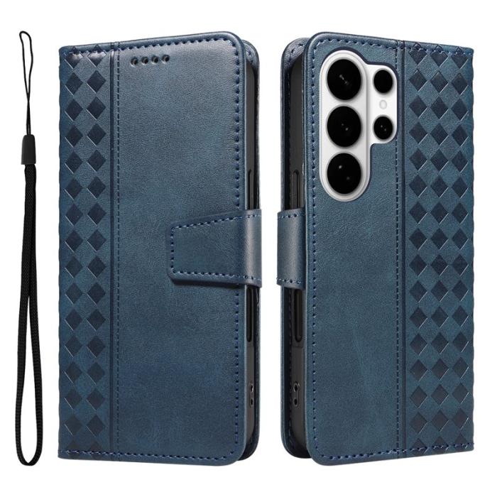 OEM - Samsung Galaxy S26 Ultra Fodral Äkta Läder Ställ - Blå