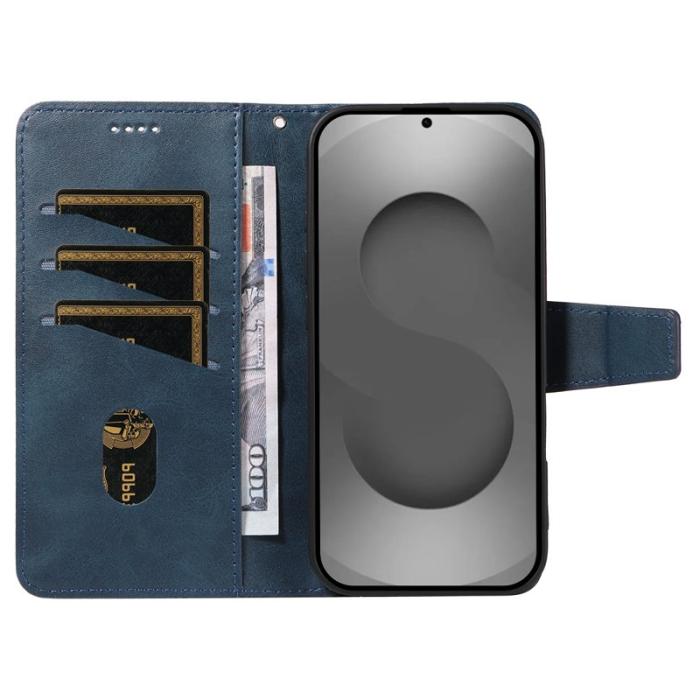 OEM - Samsung Galaxy S26 Ultra Fodral Äkta Läder Ställ - Blå