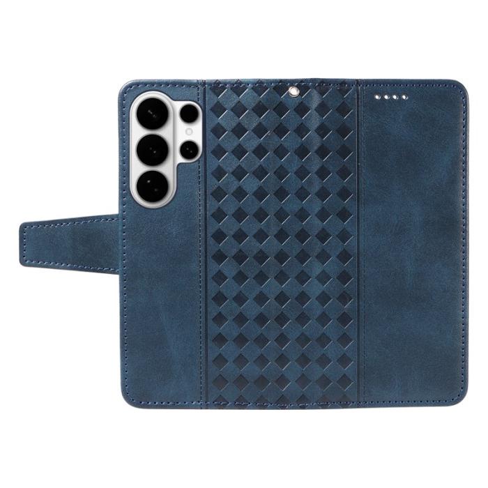 OEM - Samsung Galaxy S26 Ultra Fodral Äkta Läder Ställ - Blå