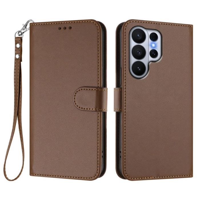 OEM - Samsung Galaxy S26 Ultra Fodral Äkta Läder Ställ - Brun