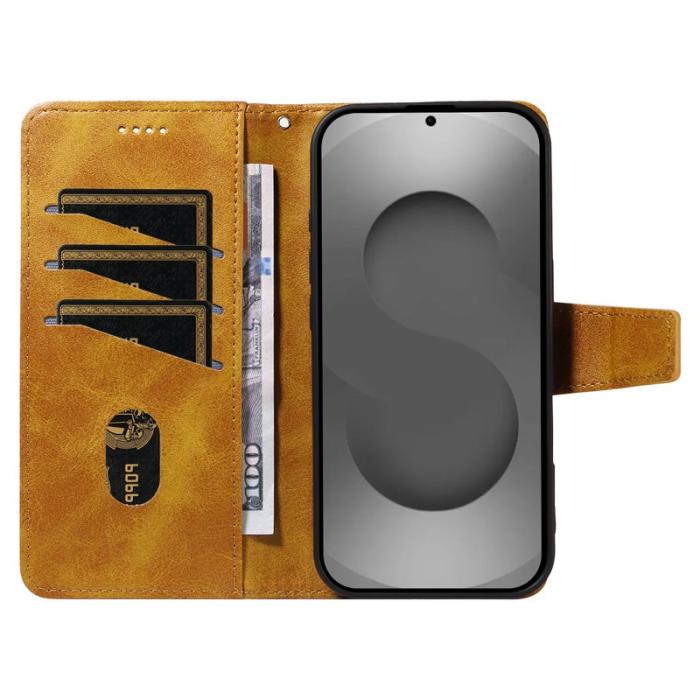 OEM - Samsung Galaxy S26 Ultra Fodral Äkta Läder Ställ - Gul