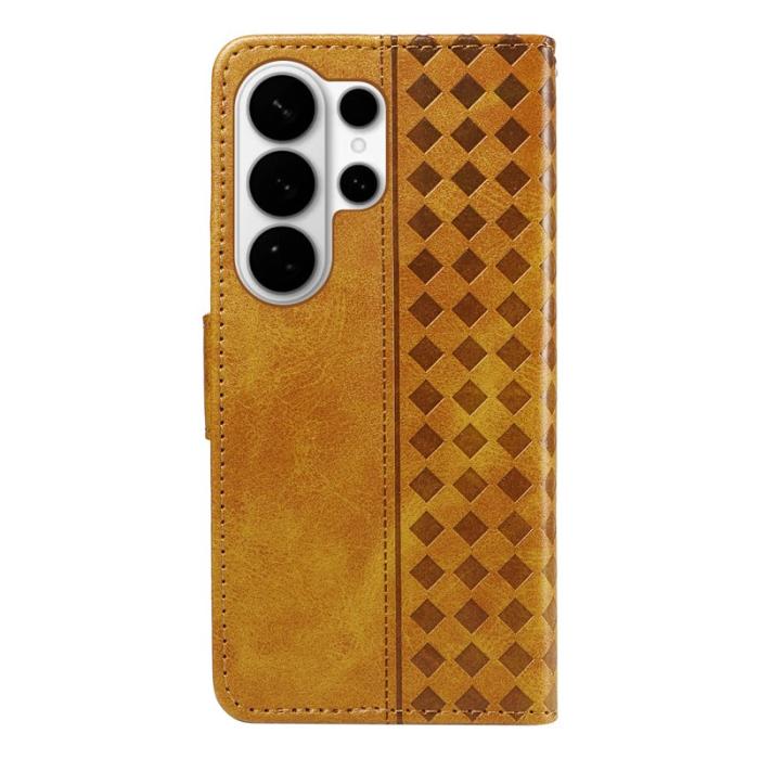 OEM - Samsung Galaxy S26 Ultra Fodral Äkta Läder Ställ - Gul
