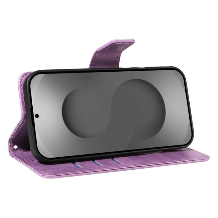 OEM - Samsung Galaxy S26 Ultra Fodral Äkta Läder Ställ - Ljus Lila