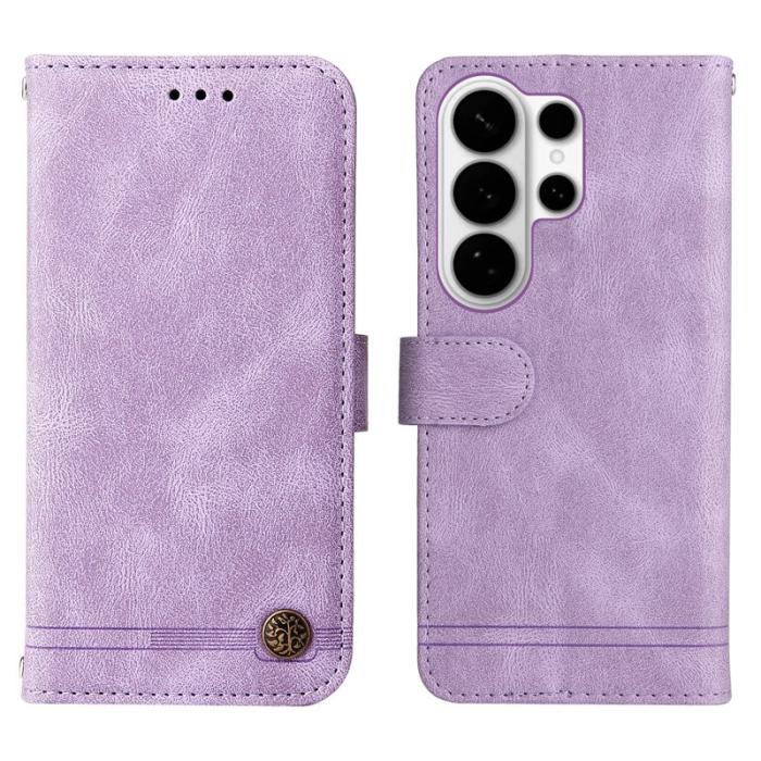 OEM - Samsung Galaxy S26 Ultra Fodral Äkta Läder Ställ med Rem - Lila