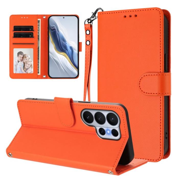 OEM - Samsung Galaxy S26 Ultra Fodral Äkta Läder Ställ - Orange