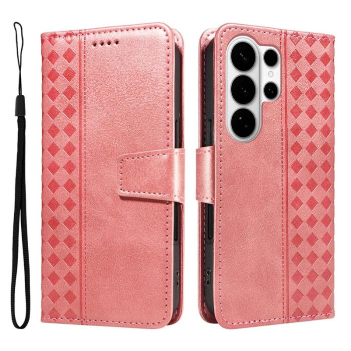 OEM - Samsung Galaxy S26 Ultra Fodral Äkta Läder Ställ - Roséguld