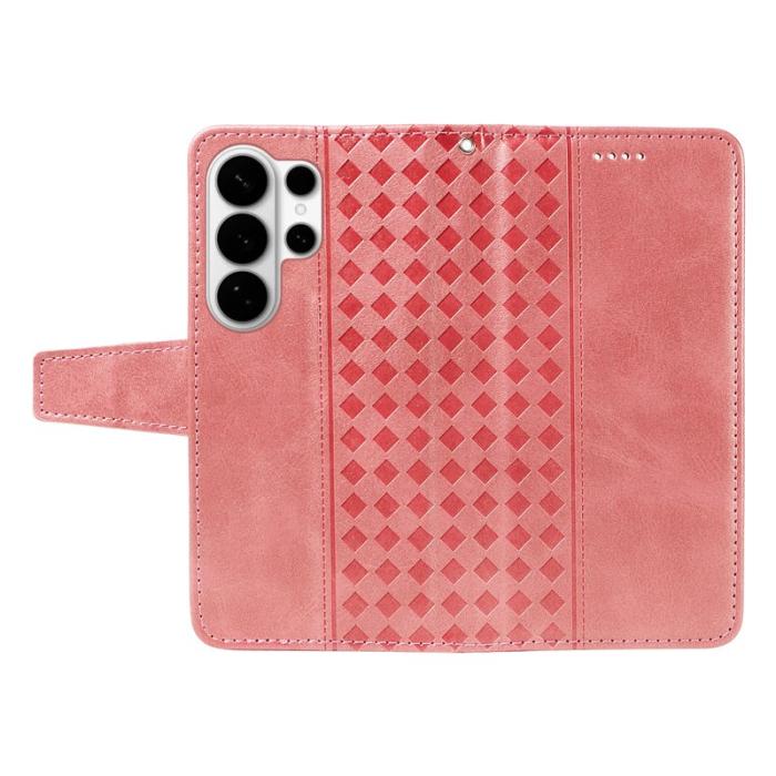 OEM - Samsung Galaxy S26 Ultra Fodral Äkta Läder Ställ - Roséguld