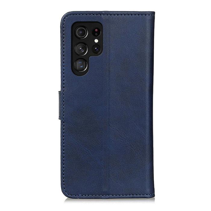 OEM - Samsung Galaxy S26 Ultra Fodral Äkta Läder Ställfunktion - Blå