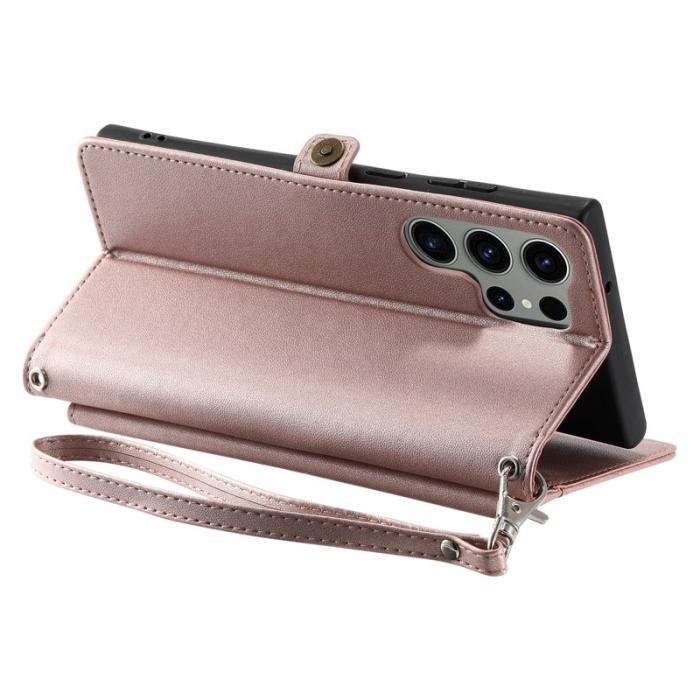 OEM - Samsung Galaxy S26 Ultra Fodral Äkta Läder Stativ - Roséguld