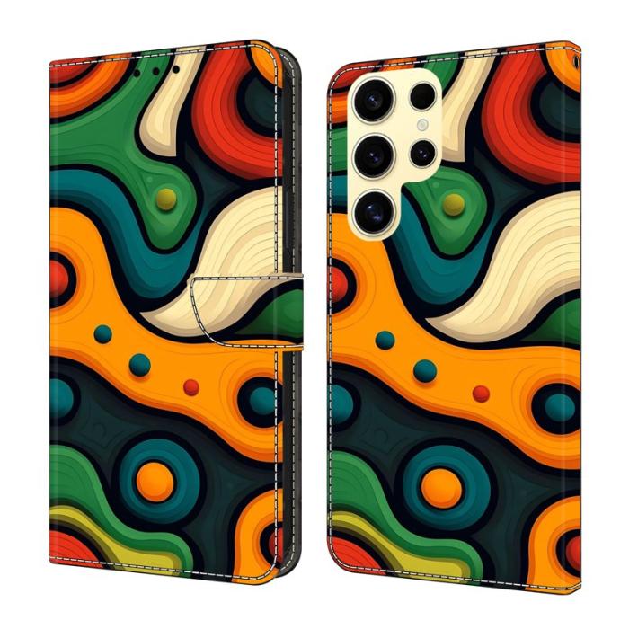 OEM - Samsung Galaxy S26 Ultra Fodral Fällbart Ställ PU Läder - Mönstrad