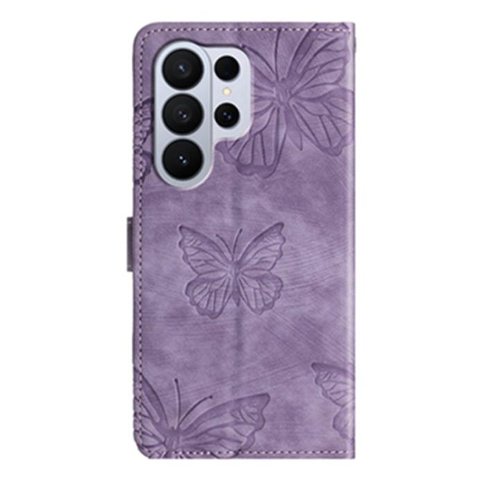 OEM - Samsung Galaxy S26 Ultra Fodral Flip Konstläder Fjäril - Lila