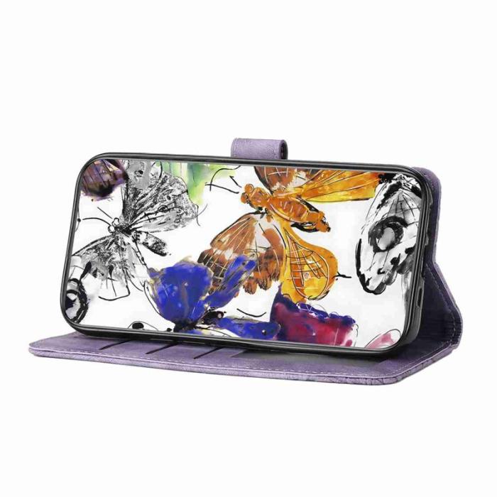 OEM - Samsung Galaxy S26 Ultra Fodral Flip Konstläder Fjäril - Lila