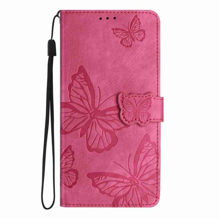 OEM - Samsung Galaxy S26 Ultra Fodral Flip Konstläder Fjäril - Rosa