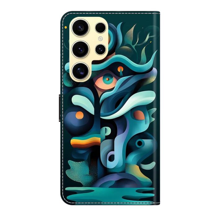 OEM - Samsung Galaxy S26 Ultra Fodral Flip PU Läder Mönster - Graffiti Grön Skugga