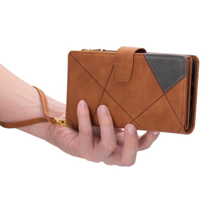 OEM - Samsung Galaxy S26 Ultra Fodral Konstläder Färgsplicing - Brun