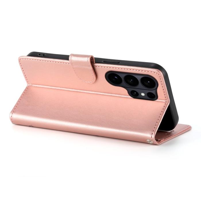 OEM - Samsung Galaxy S26 Ultra Fodral Konstläder Fjäril Blommönster - Roséguld