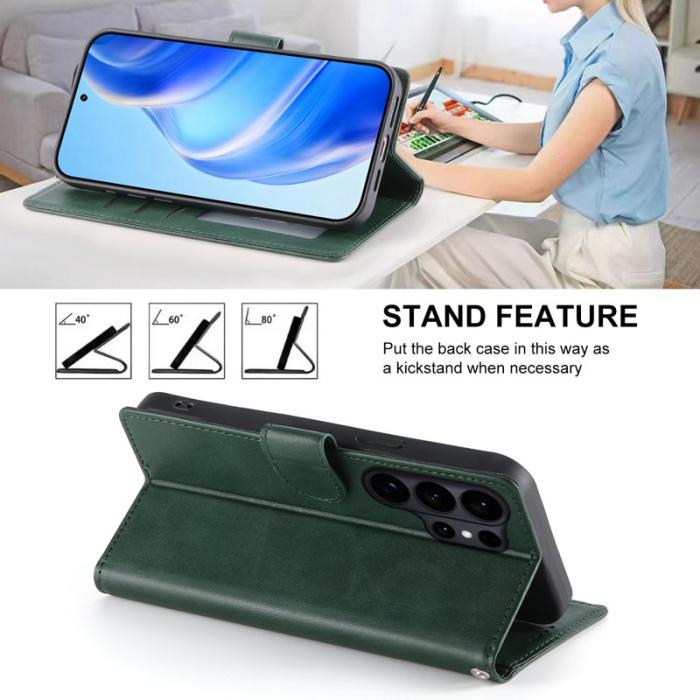 OEM - Samsung Galaxy S26 Ultra Fodral Konstläder Flip - Grön