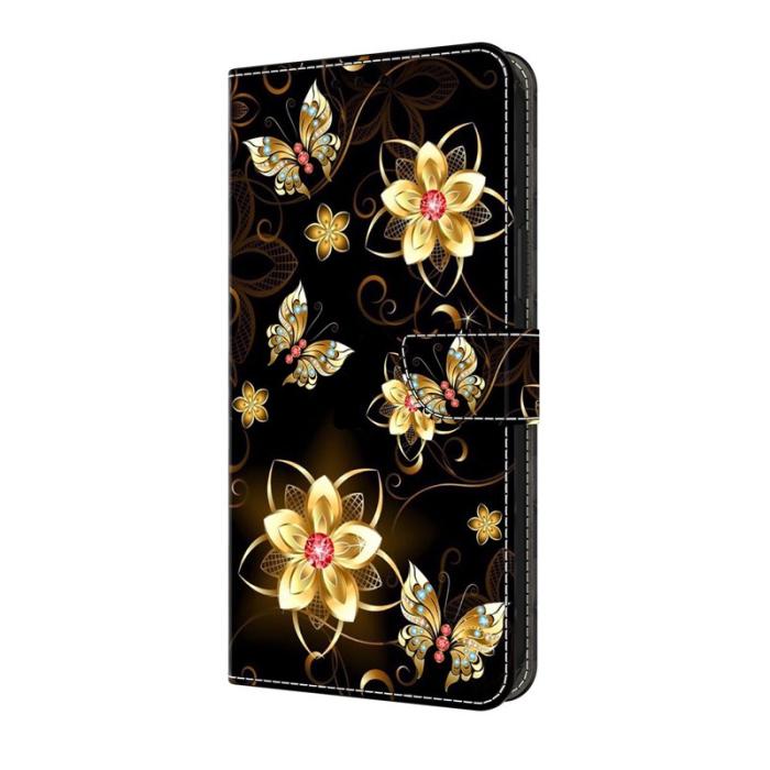 OEM - Samsung Galaxy S26 Ultra Fodral Konstläder Flip - Guldblommor och Fjärilar