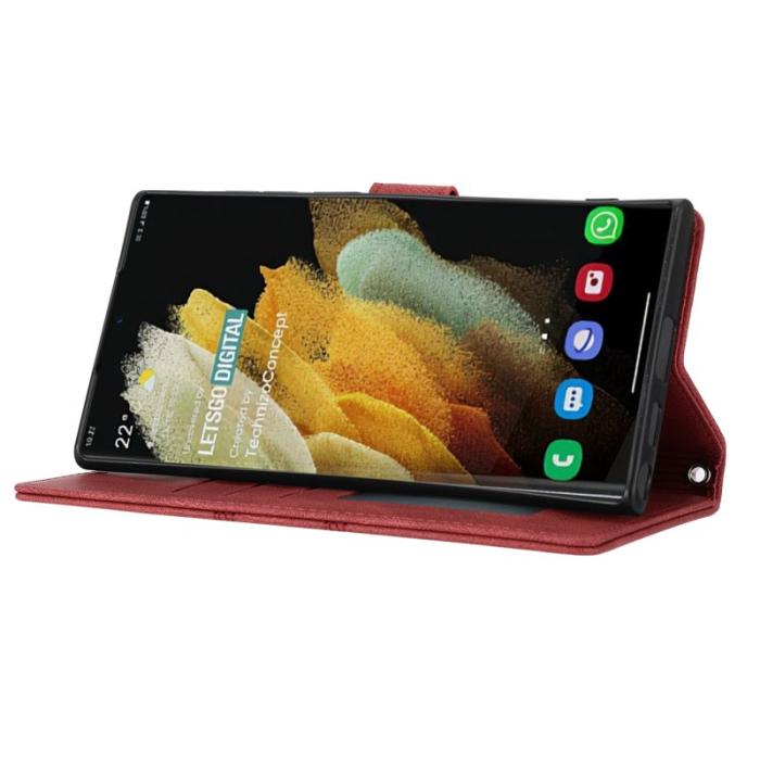 OEM - Samsung Galaxy S26 Ultra Fodral Konstläder Impräntad - Röd