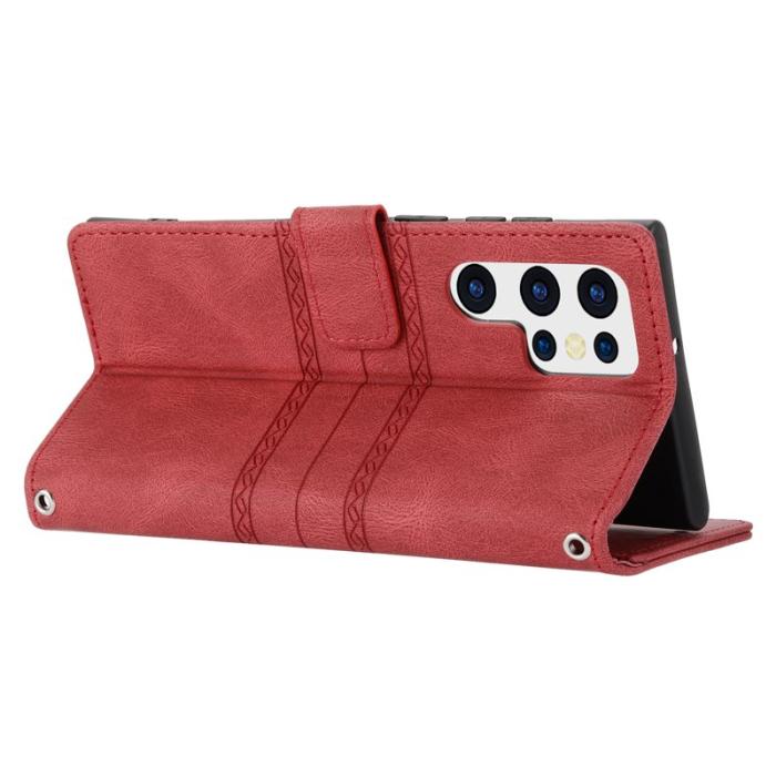 OEM - Samsung Galaxy S26 Ultra Fodral Konstläder Impräntad - Röd