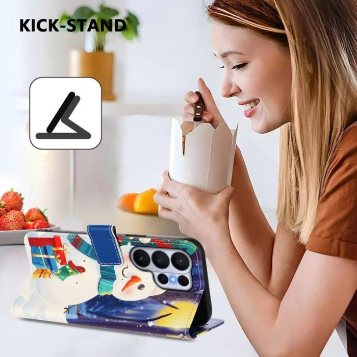 OEM - Samsung Galaxy S26 Ultra Fodral Konstläder Julmönster - Vit