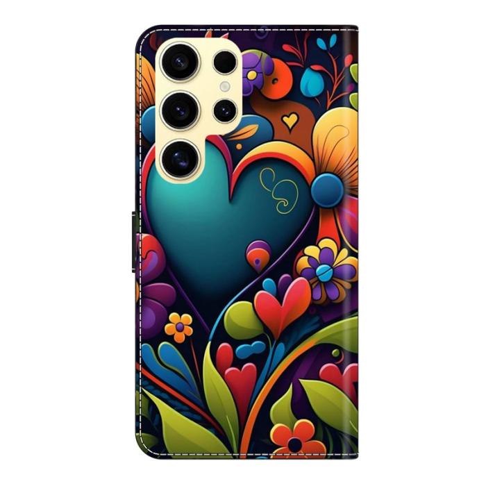 OEM - Samsung Galaxy S26 Ultra Fodral Konstläder Med Ställ - Målning Blomma