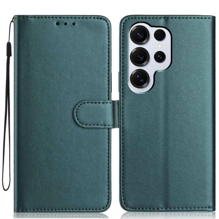 OEM - Samsung Galaxy S26 Ultra Fodral med Rem Flera Kortfack Konstläder - Svartgrön