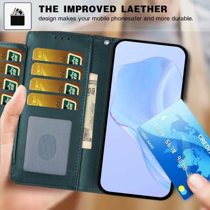 OEM - Samsung Galaxy S26 Ultra Fodral med Rem Flera Kortfack Konstläder - Svartgrön