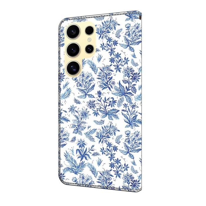 OEM - Samsung Galaxy S26 Ultra Fodral Mönstertryck Konstläder Flip - Blomfält