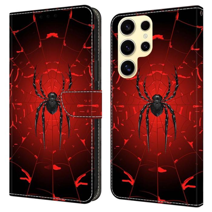 OEM - Samsung Galaxy S26 Ultra Fodral Mönstertryck PU Läder Flip - Svart Spider