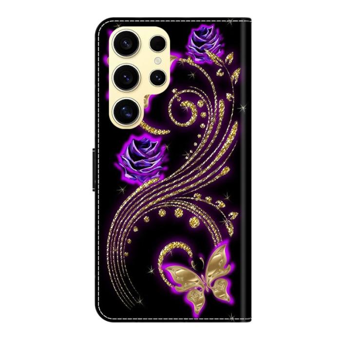 OEM - Samsung Galaxy S26 Ultra Fodral PU Läder 3D Mönster - Lila Blommor