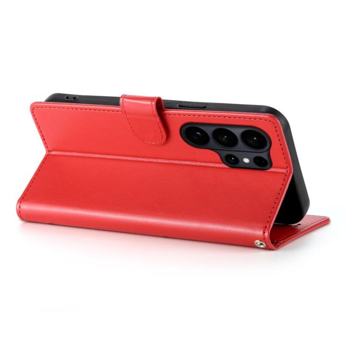 OEM - Samsung Galaxy S26 Ultra Fodral PU Läder Blomtryck - Röd