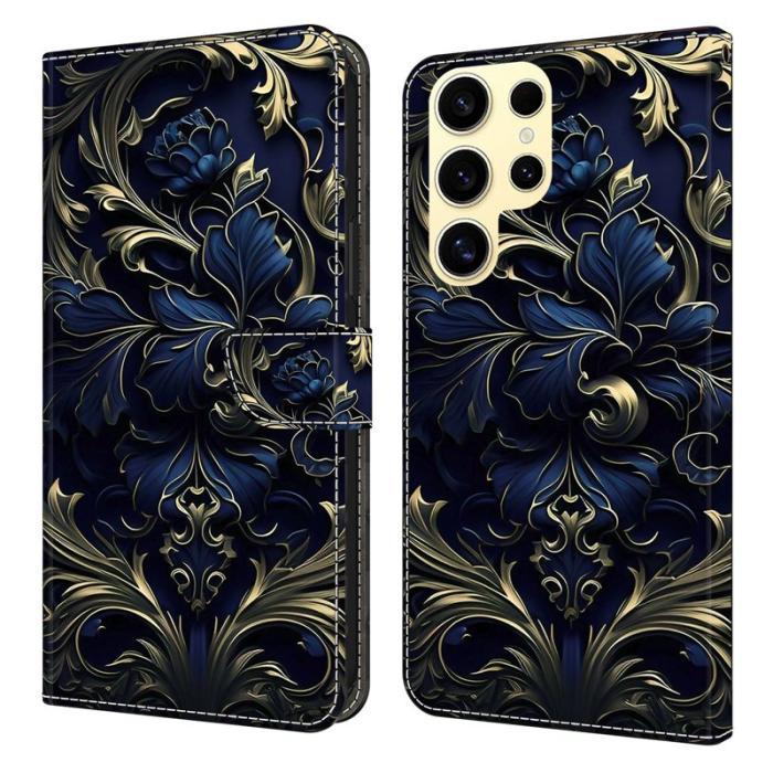 OEM - Samsung Galaxy S26 Ultra Fodral PU Läder Med Ställ - Blå Blomma