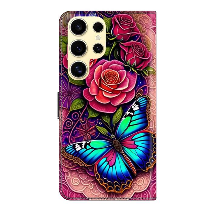 OEM - Samsung Galaxy S26 Ultra Fodral PU Läder Med Ställ - Färgglad Fjäril