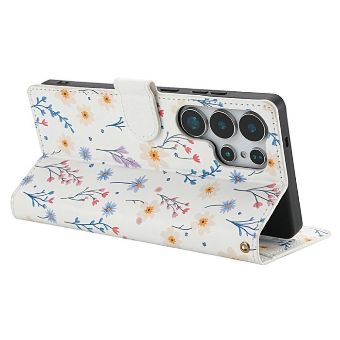 OEM - Samsung Galaxy S26 Ultra Fodral Rhombic Blommönster Äkta Läder - A2