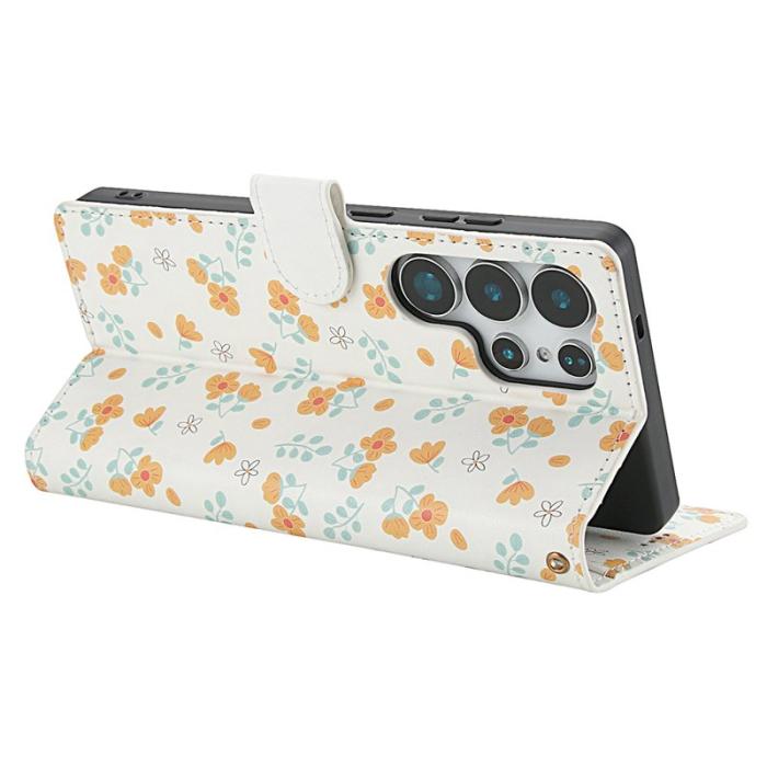 OEM - Samsung Galaxy S26 Ultra Fodral Rhombic Blommönster Äkta Läder - A3