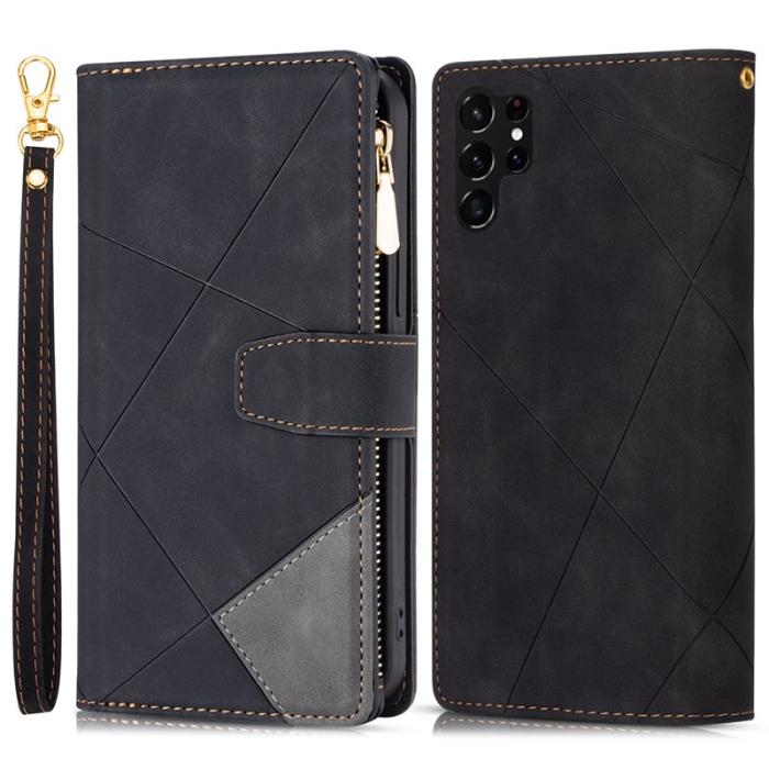 OEM - Samsung Galaxy S26 Ultra Fodral Splicing Läder Ställ - Svart