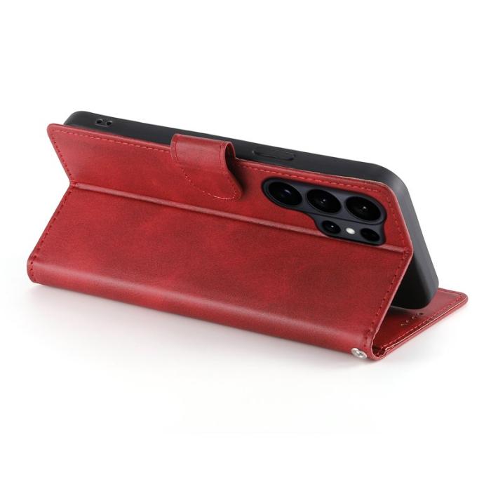 OEM - Samsung Galaxy S26 Ultra Fodral Ställ Äkta Läder Flip - Röd