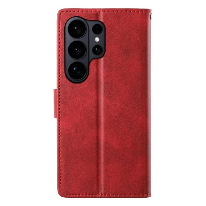 OEM - Samsung Galaxy S26 Ultra Fodral Ställ Äkta Läder Flip - Röd