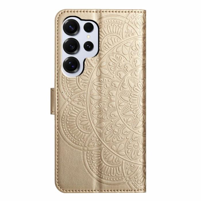 OEM - Samsung Galaxy S26 Ultra Skal Äkta Läder Mandala Mönster - Guld