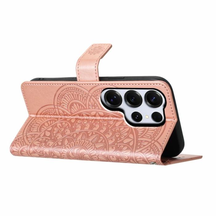 OEM - Samsung Galaxy S26 Ultra Skal Äkta Läder Mandala Mönster - Roséguld