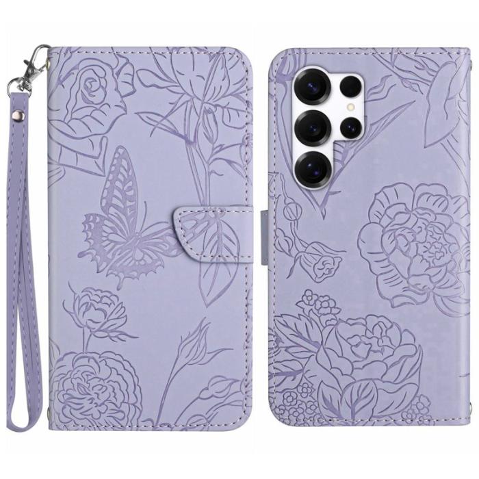 OEM - Samsung Galaxy S26 Ultra Skal Äkta Läder Med Handledsrem - Lila