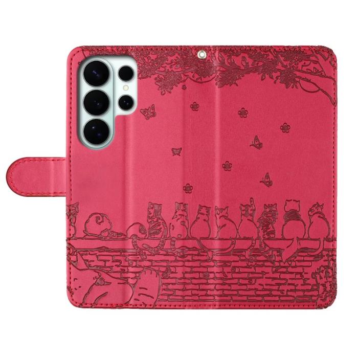 OEM - Samsung Galaxy S26 Ultra Skal Äkta Läder Med Handledsrem - Röd