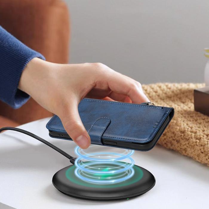 OEM - Samsung Galaxy S26 Ultra Skal Fodral Med Dragkedja Äkta Läder - Blå