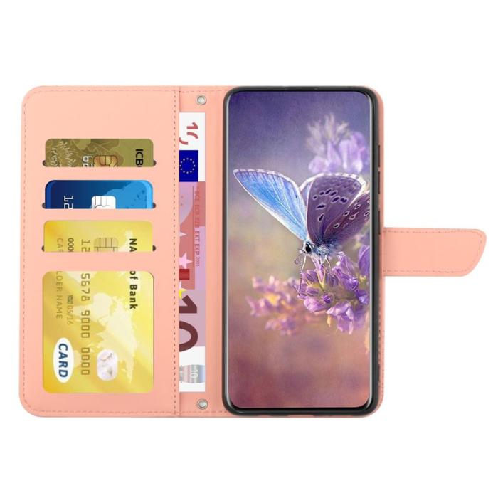 OEM - Samsung Galaxy S26 Ultra Skal Konstläder Butterfly Blomma - Rosa
