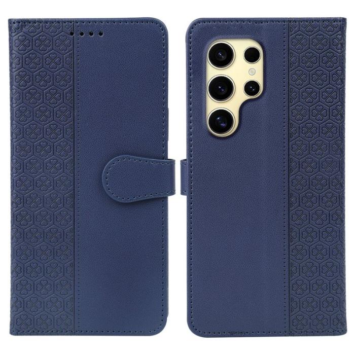 OEM - Samsung Galaxy S26 Ultra Skal Magnetlås Fyrklöver Äkta Läder - Blå