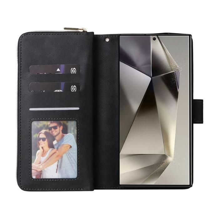 OEM - Samsung Galaxy S26 Ultra Skal Med Dragkedja 9 Kortfack Konstläder - Svart