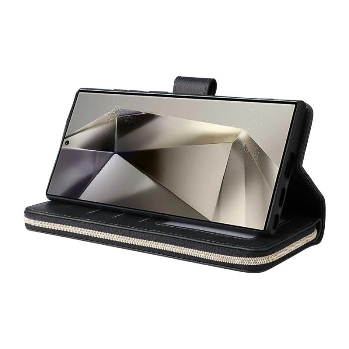 OEM - Samsung Galaxy S26 Ultra Skal Med Dragkedja 9 Kortfack Konstläder - Svart